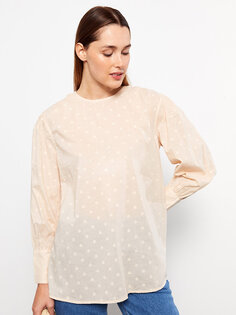 Женская блузка в горошек с круглым вырезом и длинными рукавами LCW Modest