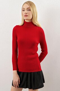 Женская бордовая водолазка в рубчик основного трикотажного свитера Z Giyim