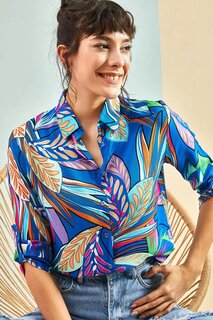 Женская вискозная рубашка со сложенными рукавами SHADE