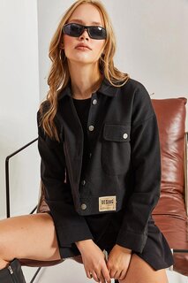 Женская габардиновая куртка с двойными карманами SHADE, черный