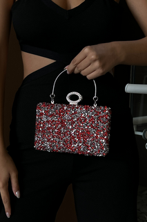 Женская вечерняя сумка Lacey с каменной ручкой и плечевым ремнем Loventa, красный