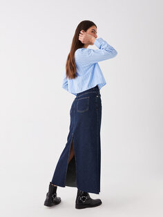 Женская джинсовая юбка стандартного кроя LCW Jeans, темное родео