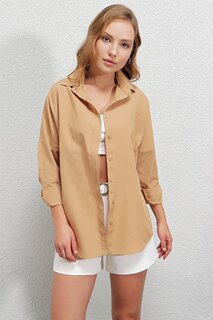 Женская длинная базовая рубашка светло-коричневого цвета HZL22W-BD139001 hazelin