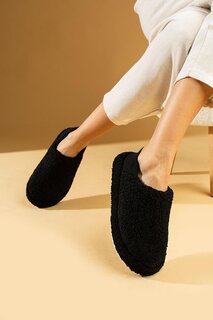 Женская домашняя обувь и тапочки с эластичной плюшевой подошвой на бесшумной подошве P01-32-23 Pembe Potin, черный