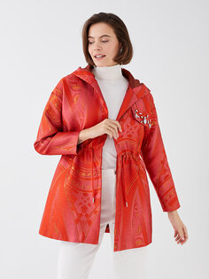 Женская куртка с капюшоном и рисунком с длинным рукавом LCW Modest, красный