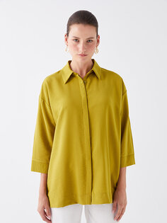 Женская однотонная рубашка LCWAIKIKI Classic, фисташковый зеленый