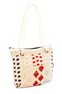 Женская многофункциональная вязаная сумка на плечо в этническом стиле с мотивом килим для мамы и ребенка, на каждый день, для пляжа (60741) Luwwe Bags, голубо-кремовый