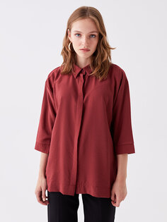 Женская однотонная рубашка LCWAIKIKI Classic, светло-бордовый