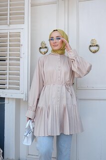 Женская плиссированная рубашка в хиджабе кремового цвета Locco