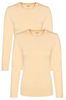 Женская нижняя рубашка из хлопка и лайкры с круглым вырезом и длинными рукавами, 2 предмета 6217T TOLIN