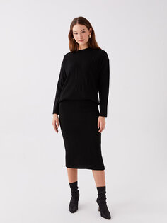 Женская однотонная трикотажная юбка с эластичной резинкой на талии LCWAIKIKI Classic, новый черный