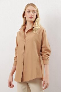 Женская однотонная рубашка из норки Araboy Basic Oversize Z Giyim