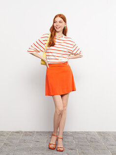 Женская прямая юбка на молнии на талии LCW Casual, яркий оранжевый