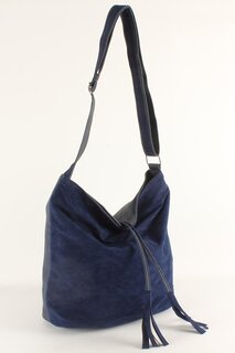 Женская повседневная сумка через плечо из мягкой двусторонней нубуковой ткани (10409) Luwwe Bags, темно-синий