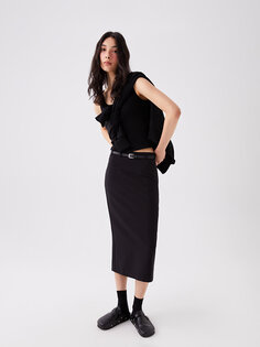 Женская прямая юбка стандартного кроя LCW Casual, новый черный