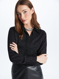 Женская рубашка с длинным рукавом с рисунком LCWAIKIKI Classic, новый черный