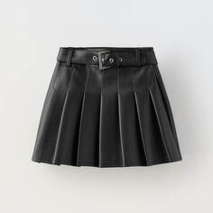 Юбка для девочки Zara Faux Leather, черный