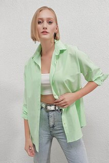 Женская светло-зеленая длинная базовая рубашка оверсайз HZL22W-BD139001 hazelin