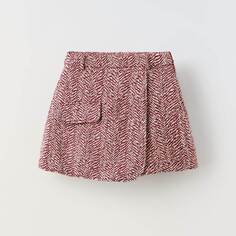 Юбка-шорты для девочки Zara Textured Herringbone, красный