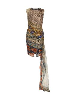 Драпированное мини-платье из регенерированного шелкового шарфа Marine Serre, разноцветный
