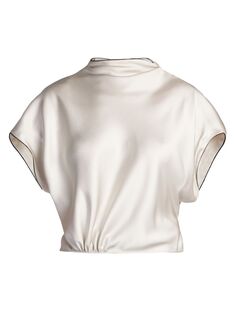 Шелковая асимметричная блузка Giorgio Armani, кобальтовый