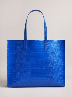 Большая сумка-шоппер с имитацией крокодила Ted Baker Allicon, ярко-синяя