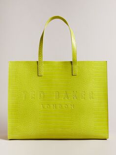 Большая сумка-шопер с имитацией крокодила Ted Baker Allicon, зеленый лайм