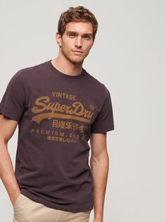 Футболка Premium Goods с логотипом Superdry Vintage, насыщенный темно-бордовый