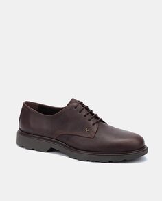 Мужские темно-коричневые кожаные туфли на шнуровке на резиновой подошве Martinelli, темно коричневый