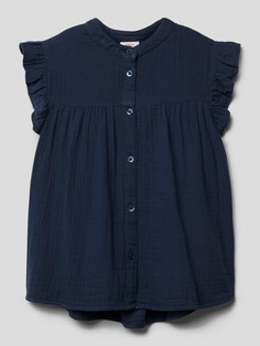 Блузка-рубашка из хлопка со структурным узором s.Oliver, темно-синий