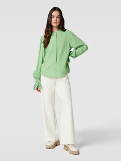 Блузка с вискозным наполнением и вышивкой люверсов, модель «Кларисса» FABIENNE CHAPOT, зеленый