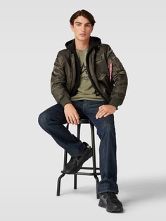 Бомбер с капюшоном Alpha Industries, темно-зеленый