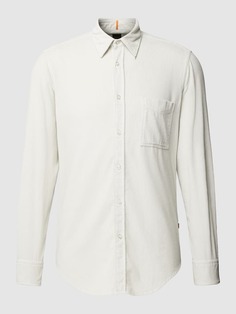 Вельветовая рубашка с нагрудным карманом BOSS, светло-серый