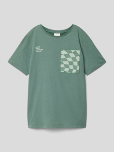 Хлопковая футболка с эффектным принтом s.Oliver, оливково-зеленый