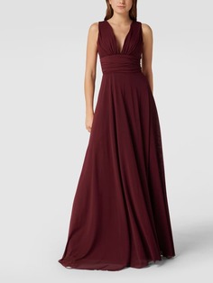 Вечернее платье с рюшами Troyden Collection, вишнево-красный