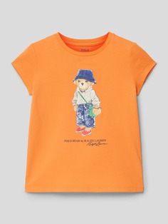 Хлопковая футболка с мотивным принтом Polo Ralph Lauren, оранжевый