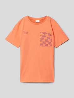 Хлопковая футболка с эффектным принтом s.Oliver, оранжевый