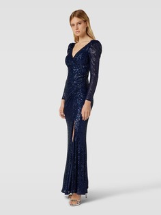 Вечернее платье с отделкой пайетками Troyden Collection, темно-синий
