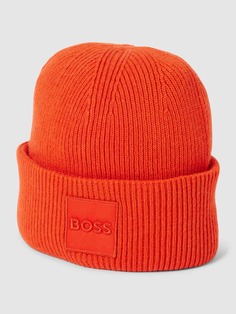 Вязаная шапка с пришивкой этикетки модель &quot;Ландран&quot; BOSS, оранжевый
