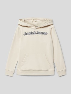 Худи с принтом этикетки, модель LAKEWOOD Jack &amp; Jones, экрю