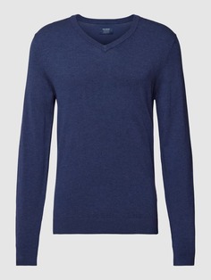 Вязаный свитер из смесовой вискозы с V-образным вырезом McNeal, темно-синий