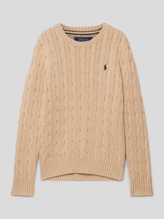 Вязаный свитер косным узором Polo Ralph Lauren, бежевый