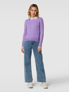 Вязаный свитер косным узором Montego, фиолетовый