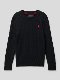 Вязаный свитер косным узором Polo Ralph Lauren, черный