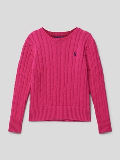 Вязаный свитер косным узором Polo Ralph Lauren, розовый