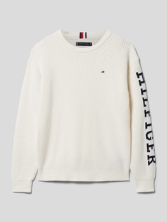 Вязаный свитер с деталями лейбла модель &quot;МОНОТИП&quot; Tommy Hilfiger, молочный
