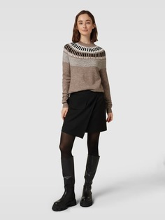 Вязаный свитер с круглым вырезом Montego, серо-коричневый