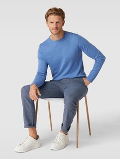 Вязаный свитер с ребристыми манжетами Christian Berg, синий