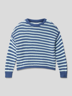 Вязаный свитер с полосатым узором, модель «боб» Mango, синий