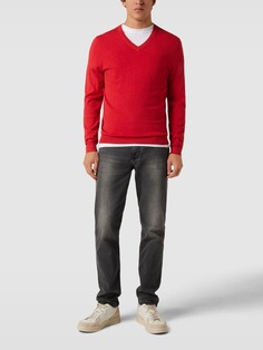Вязаный свитер с ребристым V-образным вырезом McNeal, красный